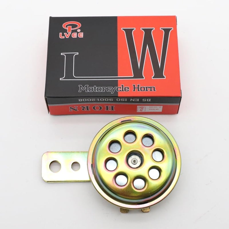 LVEE DL70 Universal Motorcycle Horn Waterproof Round Loud 12V 1.5A 105db small Electric round powersports horns for Motorcycle ATV scooter UTV dirt bike ebike (9 Holes Gold) - Image 3